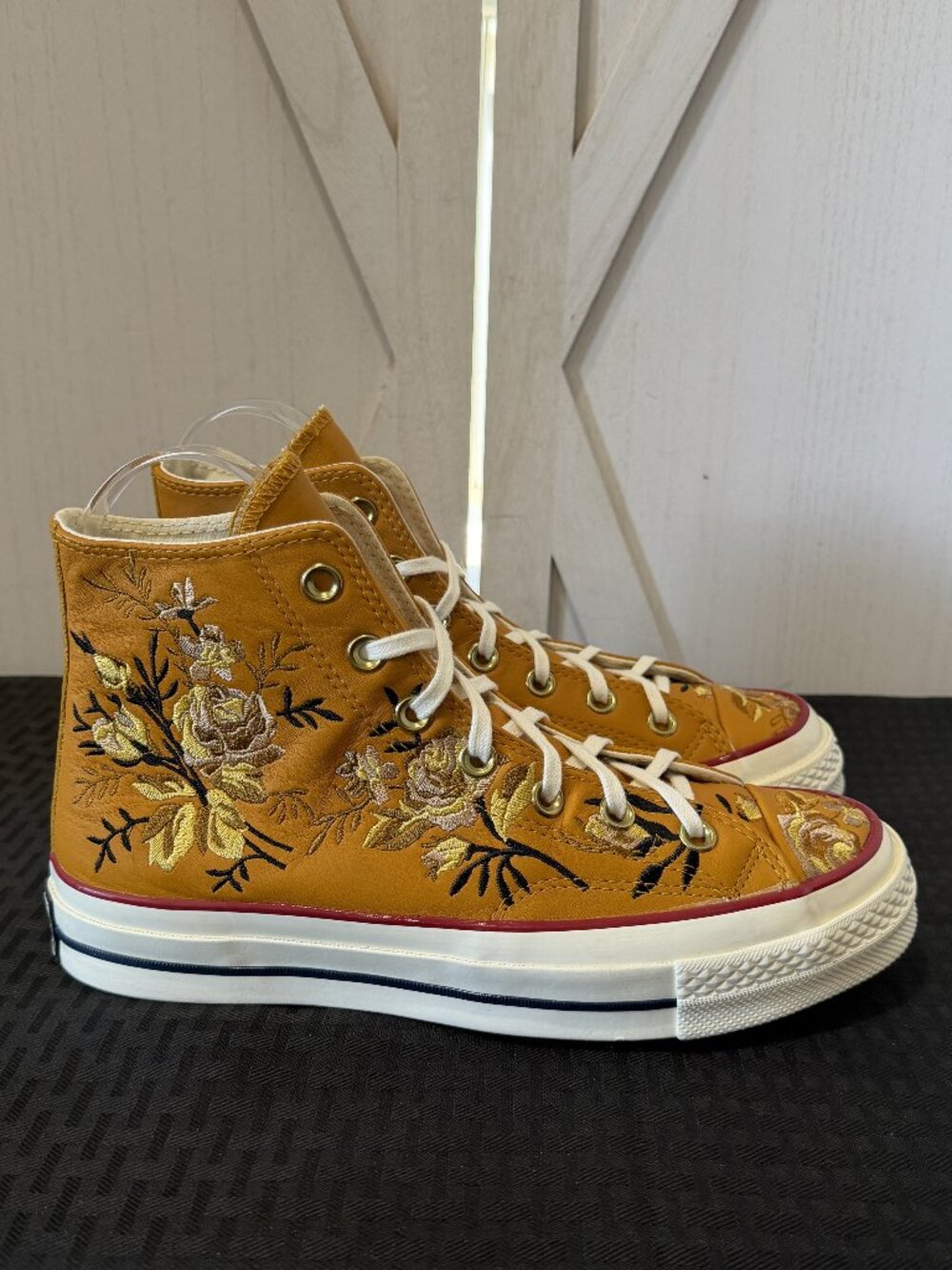 Converse Chuck 70 High 'Parkway Floral Embroidery' Sneakers in Turmeric Gold - Picture 2 of 10